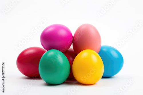 Colorful Easter eggs on white background © Venka