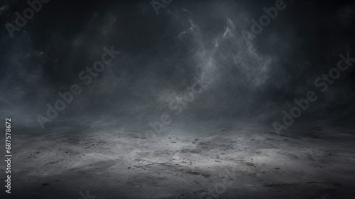 Dark concrete floor room with mist or fog © tonstock