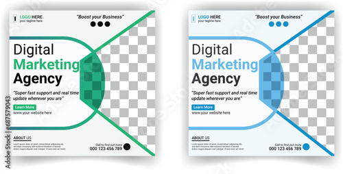 Creative corporate digital marketing social media post template design	