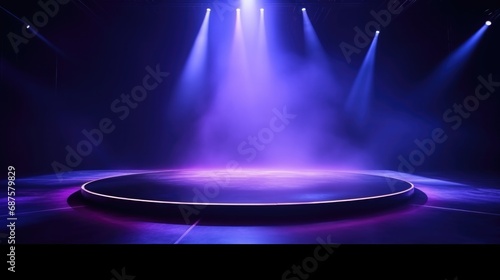 The dark blue stage background interior texture for display products