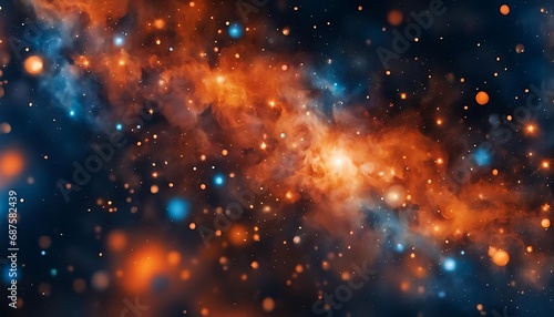 space abstract background orange and blue colors