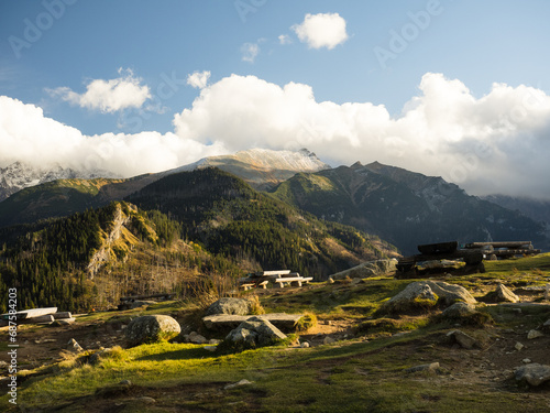 Landscape in the mountains with clouds