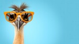 Crane with glasses. A close-up portrait of a crane. An anthopomorphic creature. A fictional character for advertising and marketing. Humorous character for graphic design.