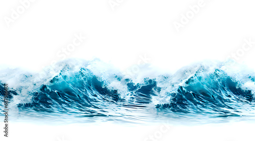 powerful, rolling ocean wave with white foam. The wave's deep blue color contrasts with the white, creating a dynamic water scene photo