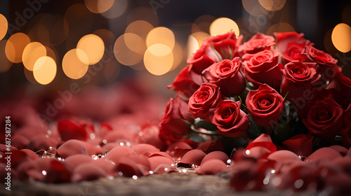 valentines day roses wallpaper love free, in the style of vibrant stage backdrops, light red and dark maroon, lensbaby optics, rug, miniature illumination, circular abstraction, smokey background photo