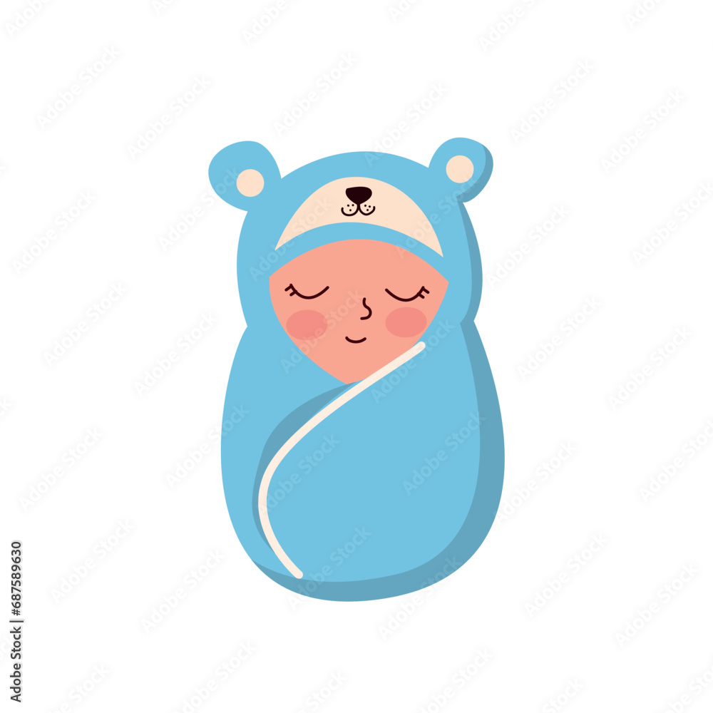 Cute little baby boy in a bear costume. Vector illustration. Cute little baby boy in a bear costume. Vector illustration.