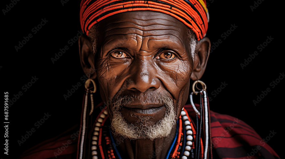Hombre negro de tribu africana Hombre negro de tribu africana