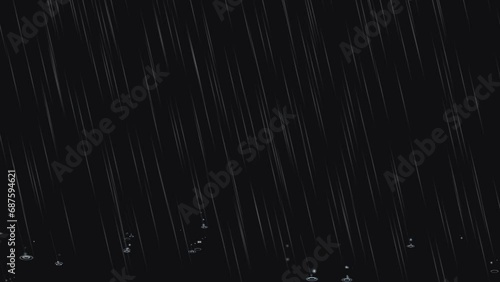 Falling Rain - Transparent Loop - Artistic realistic cartoon animation with alpha channel on transparent background