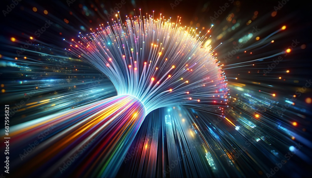 Pulse of Technology - Fiber Optic Cable Cross-Section Neon Data Flow Pulse of Technology - Fiber Optic Cable Cross-Section Neon Data Flow