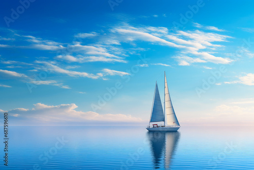 Seascape Harmony: Sailboat Drifting