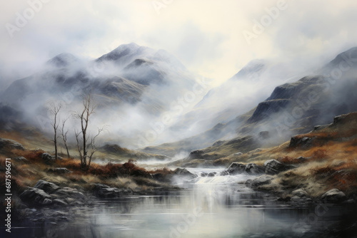 Mystical Mist Over Scottish Highlands