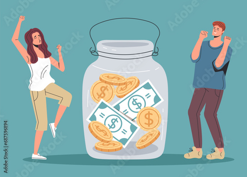 Finance family money invest for future concept. Vector flat graphic design illustration
