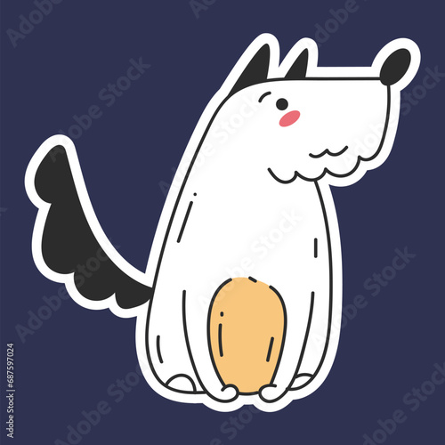 Dog pet puppy cute sticker character doodle line style concept. Vector flat graphic design illustration