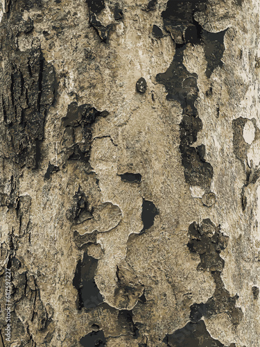 Vector illustration of the texture of the bark of an oriental plane tree or Platanus orientalis in Latin. Natural military background.