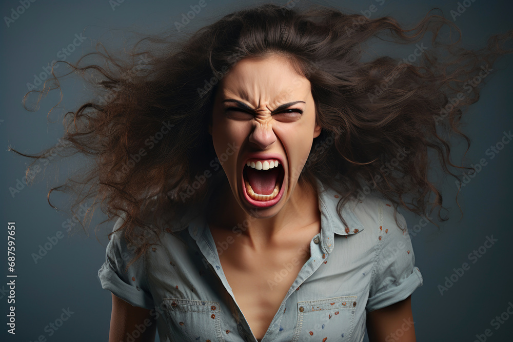 Expressive Woman Showing Anger