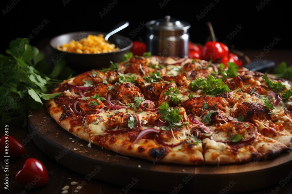 Ultimate Party Delight Junk Food Spread with Chicken Pizza Image Generative AI