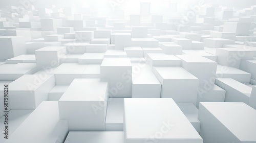 white and grey abstract rectangles perspective background. wallpaper  banner. generative AI