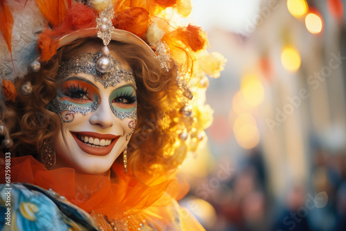 Venetian Carnival: Joyful Woman in Mask