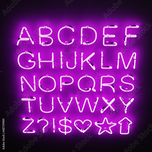Realistic 3D Render of Neon Alphabet