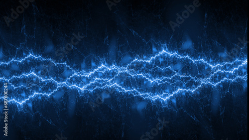 Fototapeta Naklejka Na Ścianę i Meble -  Blue fractal lightning background, electrical abstract
