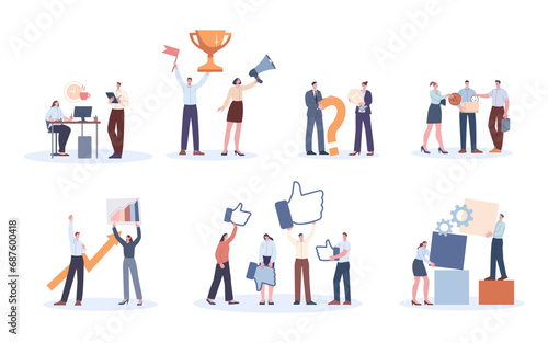 Corporate culture and relationships at work. Business ethics scenes, cartoon employee polite and mannerly. Company management kicky vector concept