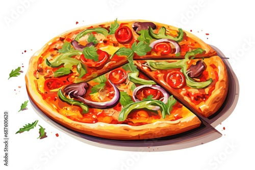 Roasted Vegetable Pizza icon on white background