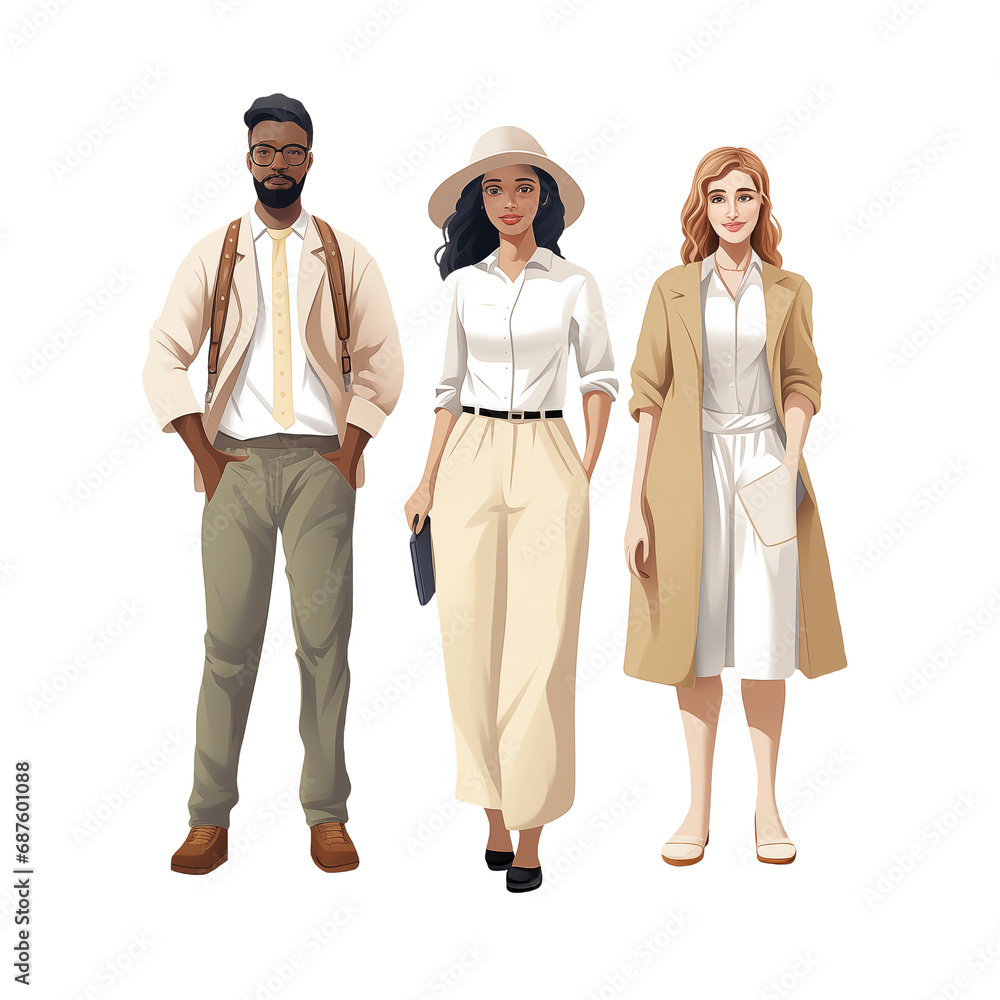 Set Of Three Office Workers. Business People. Simple Style. Colorful PNG illustration Set Of Three Office Workers. Business People. Simple Style. Colorful PNG illustration