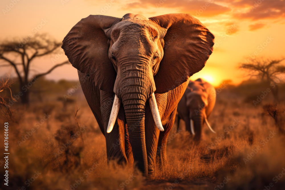 Majestic Elephants on the Twilight Plain