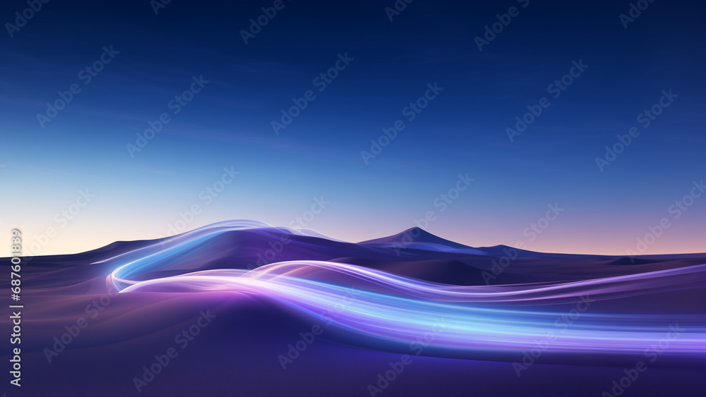 Flowing Data Lines on a Desert Flowing Data Lines on a Desert