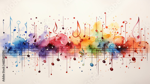Abstract Colorful Music Background with Watercolor Element. illustration photo