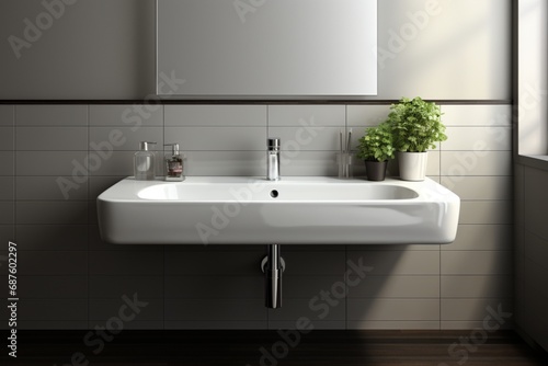 Wall Hung Wash Basin on white background.