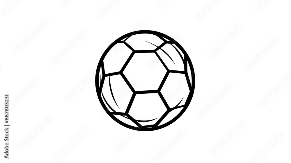 Soccer or football ball outline flat icon, isolated on white background. Eps file available,Generative Ai