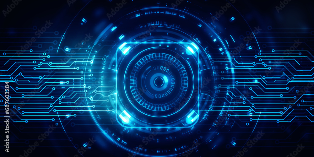Fototapeta premium 2d illustration Abstract futuristic electronic circuit technology background