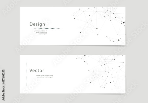 Vector cover brochures with connect lines and dots. Banner template for technology. Modern network science design