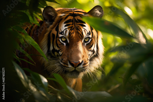 Wildlife Majesty: Tiger in Sunlit Jungle © Andrii 