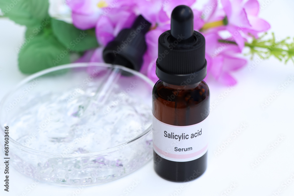Salicylic acid in a bottle, Substances used for treatment or medical beauty enhancement Salicylic acid in a bottle, Substances used for treatment or medical beauty enhancement
