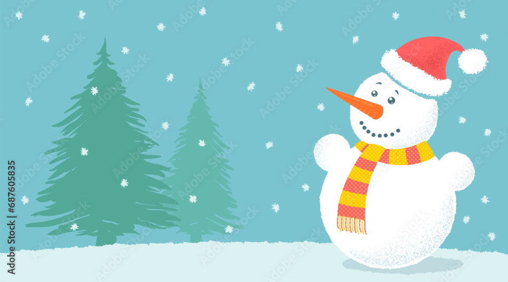 Vector illustration of snowman for Christmas and New year.