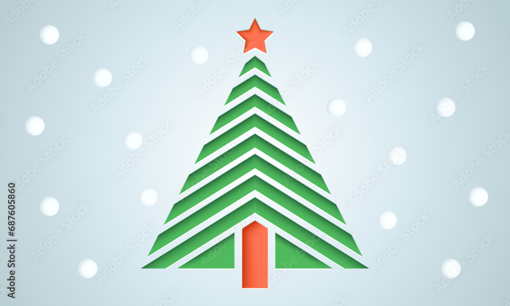 Vector card with Christmas tree, cut from paper. Abstract geometric Christmas tree from paper. Vector card with Christmas tree, cut from paper. Abstract geometric Christmas tree from paper.