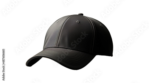 Black baseball cap mockup with transparent background PNG. Isolated.