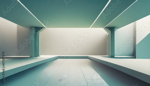 Futuristic modern empty room with pastel color