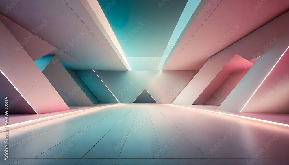 Futuristic modern empty room with pastel color Futuristic modern empty room with pastel color