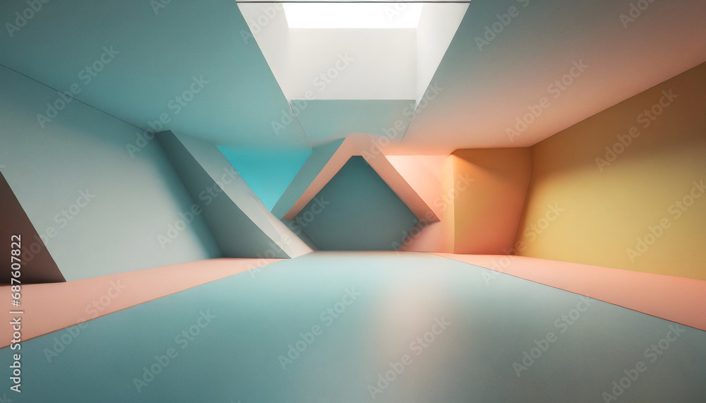 Futuristic modern empty room with pastel color Futuristic modern empty room with pastel color