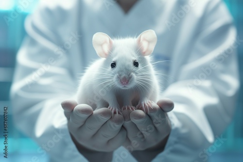 laboratory mice in a scientist hand