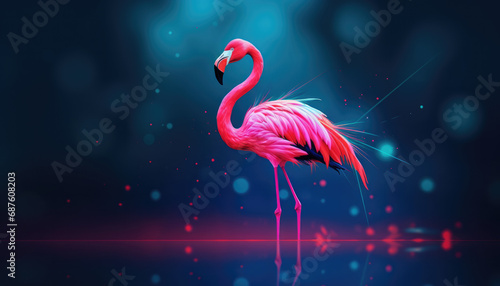 Feathered Whirlwind  Vibrant Abstract Dance of Flamingo Hues