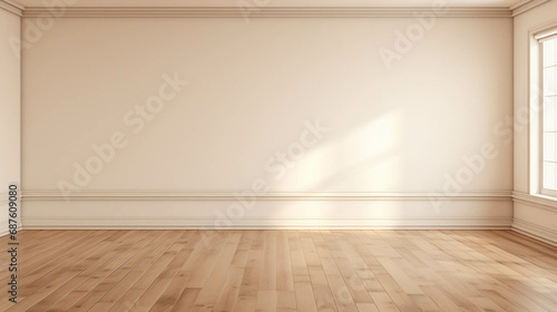 Light beige empty room with sunlight coming in