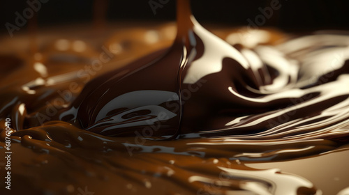 Melt dark Chocolate. Chocolate Syrup. Melted dessert. Liquid sweetness
