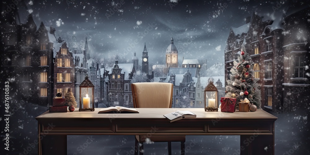 Interior christmas. magic glowing tree, gifts in dark at night. Interior christmas. magic glowing tree, gifts in dark at night.