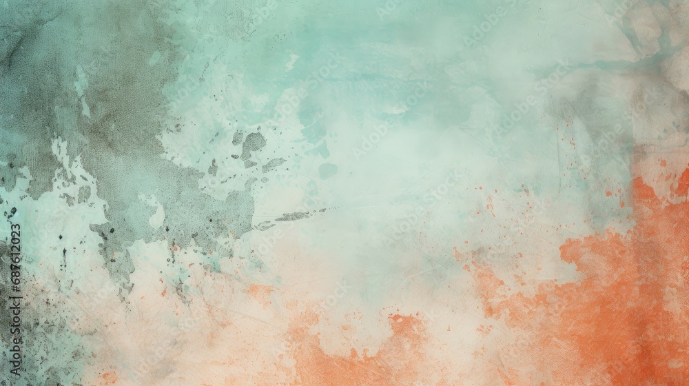 Aqua and Coral Grunge Texture Background