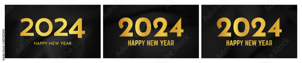 2024 Happy New Year on dark silk background 2024 Happy New Year on dark silk background