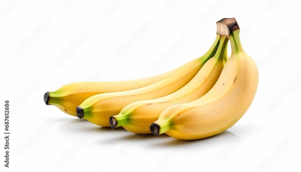 Fresh yellow bananas isolated on white background - fresh fruits.
